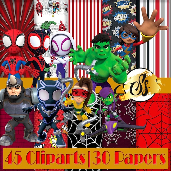Spidey Clipart, Heroes Clipart, Spidey PNG, Spidey Birthday, Spidey Paper, Spiderman Clipart, Spidey Party, Spidey and his friends,Spiderman