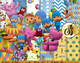 Pocoyo Clipart, Pocoyo PNG, Pocoyo Birthday, Pocoyo Digital Paper, Pocoyo Cliparts, Pocoyo design cod:065