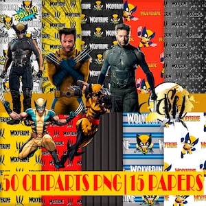 Clipart di Wolverine, PNG di Wolverine, Compleanno di Wolverine, Carta digitale di Wolverine, Festa di Wolverine, Design di Wolverine, Carta di Wolverine, Wolverine