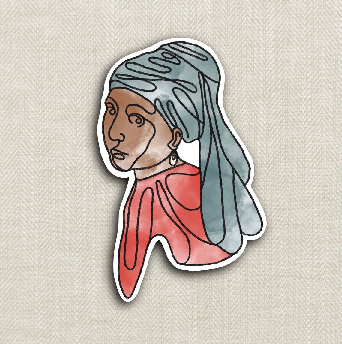Girl With Pearl Earring Vinyl Sticker Etsy UK