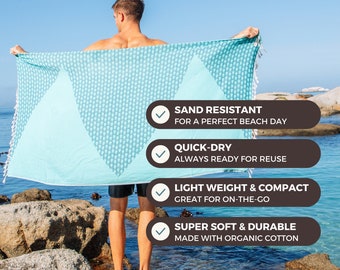Turkish Beach Towel & Blanket - 100% Organic Cotton Perfect For Gifting
