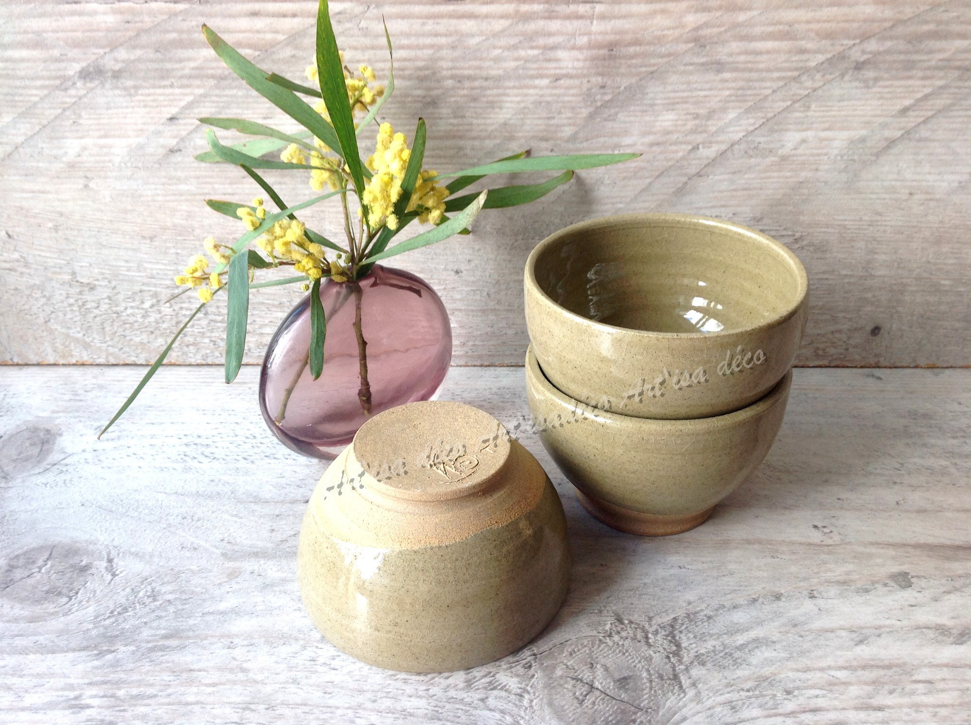 Lot de Bolées Artisanales en Grès Émaillé