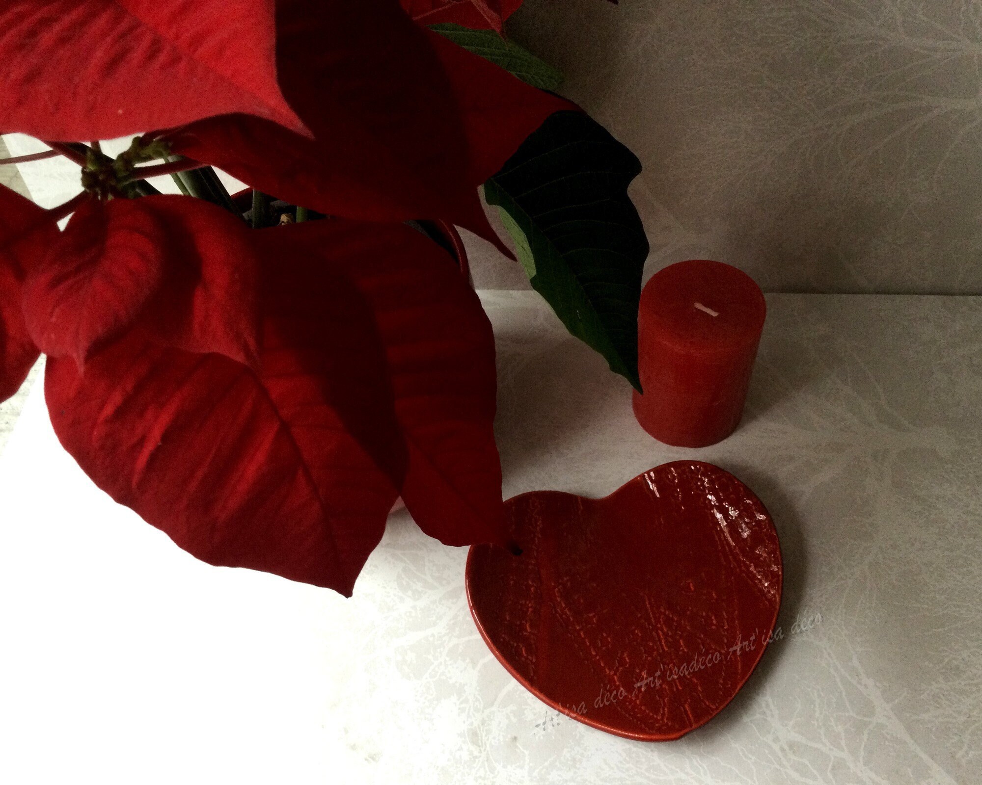 Coupelle Coeur Céramique Rouge, Pièce Unique