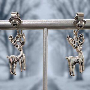 Deer- Clip-On Earrings - Hypoallergenic Hooks available - Fun Earrings - Seasonal- Holiday- Cold- Winter - Animal- Unique Earrings