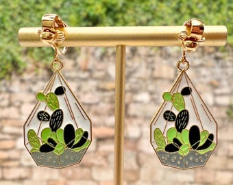 Sunflower Drop Dangle Earrings – Green Crystal, Fish Hook Wires – Silver Base Metal