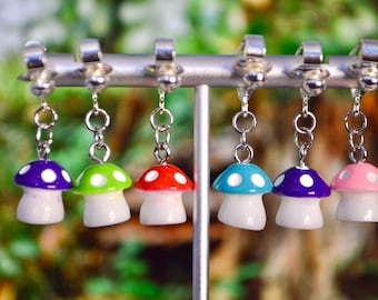 Tiny Mushroom - Clip on Earrings - Hypoallergenic Hooks available - More colors available- Fun Earrings - Jewelry - Nature - Unique Earrings