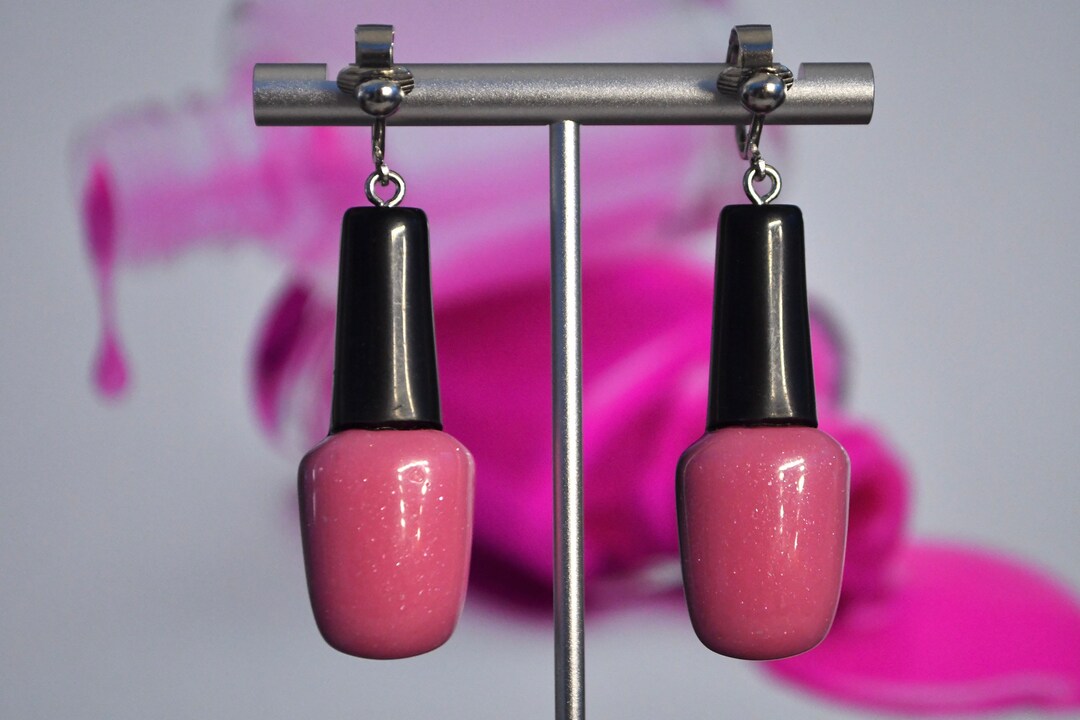 Nail Polish Earrings clipon Earrings Hypoallergenic Hooks fun Earrings jewelry nails unique