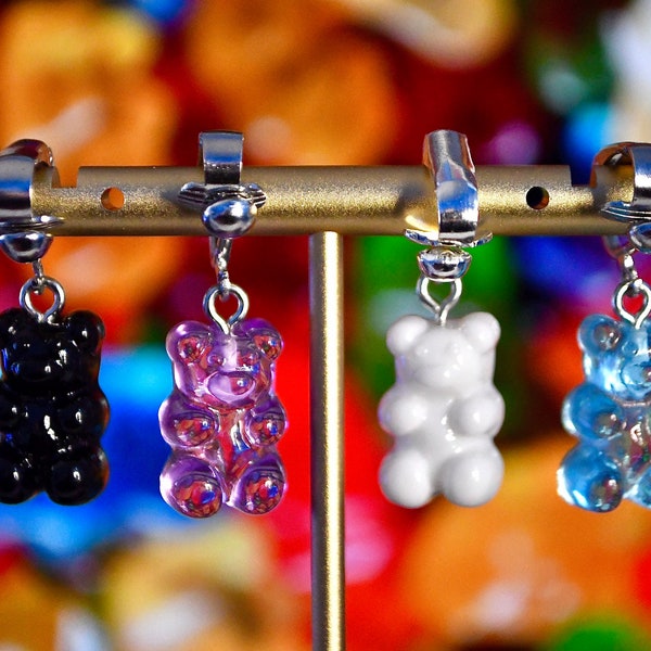 Gummy Bears - Clip-On Earrings - Hypoallergenic Hooks available - COOL COLORS - Fun Earrings - Jewelry - Sweet