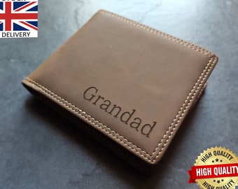 UK Personalised Laser Engraved Brown Leather Wallet