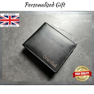 Personalisierte Herren Brieftasche in Schwarz - Münze - Kreditkarte - ID Fenster - Einzigartiges Geschenk / Geburtstag / Abschlussfeier / Papa / Opa / Onkel / Papa