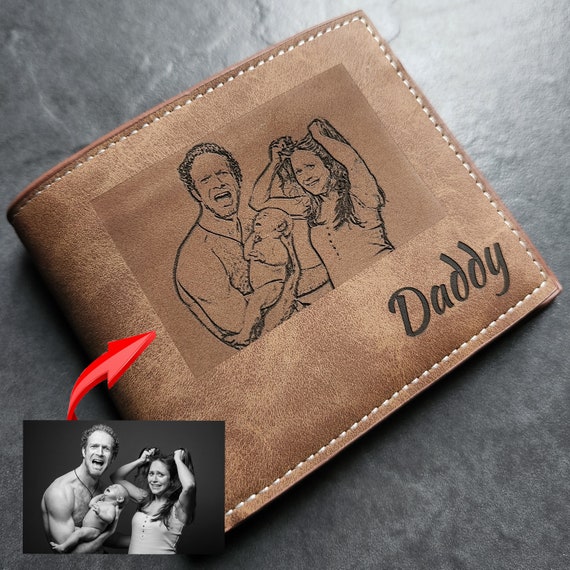 Personalised Photo Wallet With Coin Pocket Best Gift for Men Dad Daddy Grandad Husband Boyfriend Birthday Anniversary Vegan Leather Etsy