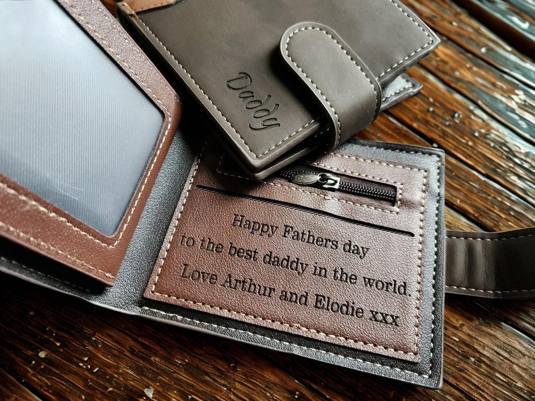 UK Personalised Laser Engraved Brown Trifold Wallet (text - Name ...