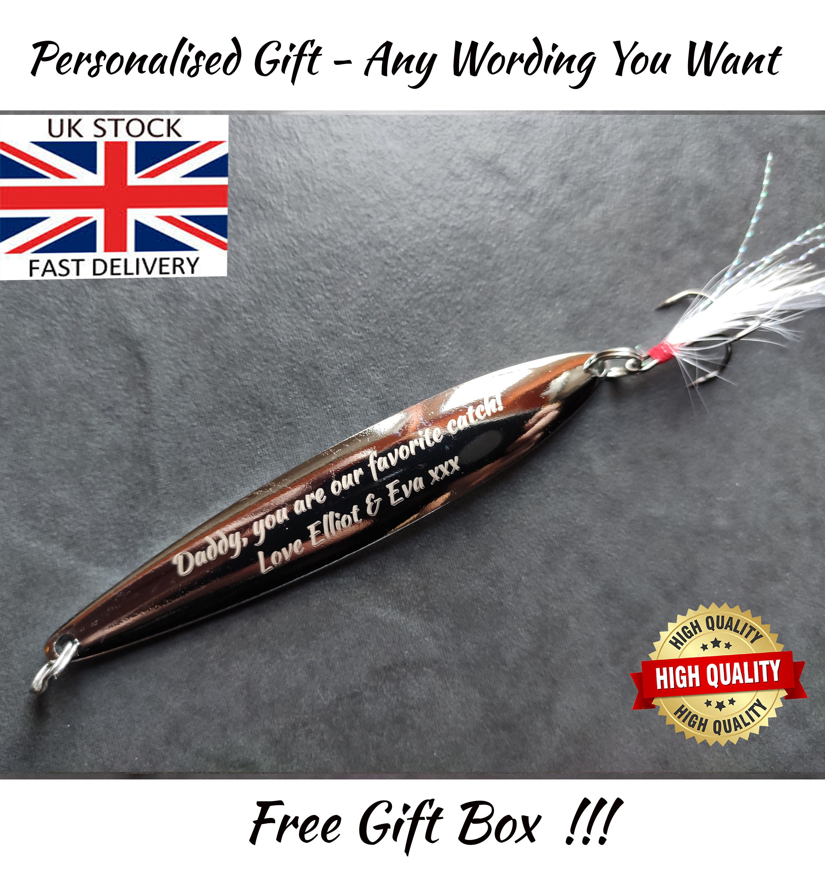 Personalized Fishing Custom Engraved Lure - Favorite catch - Hooked on you - Any text Gift Present - Best Catch of My Life - oFishially