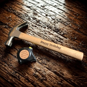 UK Personalised Engraved Hammer 16 oz & Measuring Tape 3m