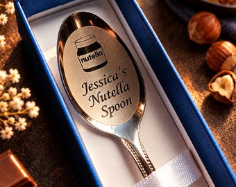 UK Personalised Nutella Spoon, Engraved Teaspoon, Custom Name Spoon