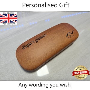 Gepersonaliseerde brillenkoker met aangepaste tekst – gegraveerd cadeau voor hem of haar – beschermende, stijlvolle en unieke brilhouder