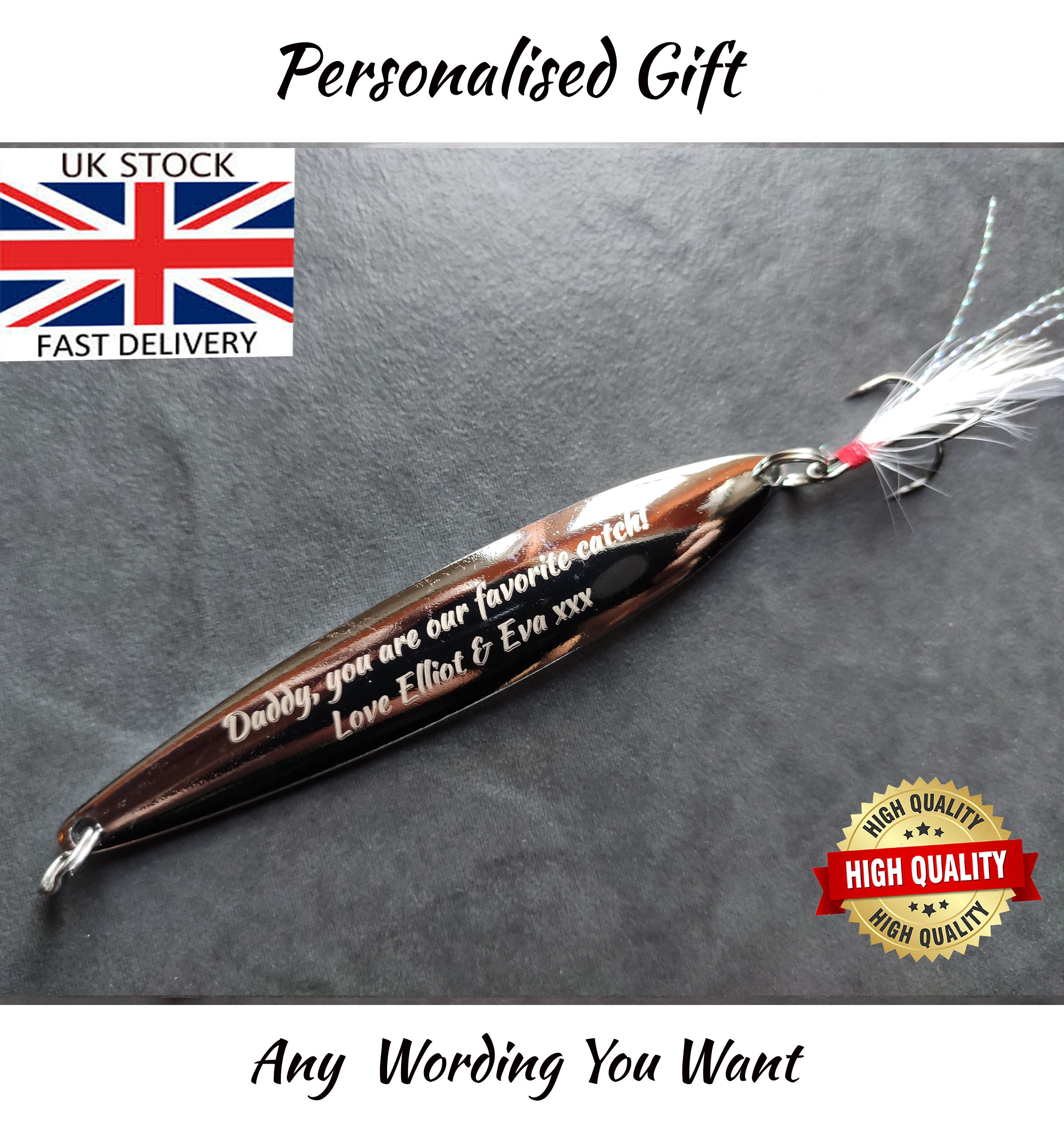 Personalized Fishing Custom Engraved Lure - Favorite catch - Hooked on you - Any text Gift Present - Best Catch of My Life - oFishially