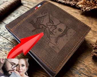 UK Custom Photo Engraved Wallet - Personalised Gift for Men