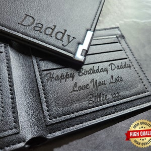 Personalised Engraved Men Custom Real Wallet Dad Grandad Surprise Gift Daddy Uncle Son - Birthday, Fathers Day, Retirement, Anniversary Gift