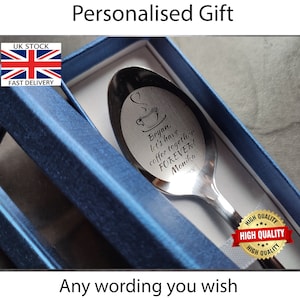 Personalised Custom Engraved Tea Coffee Spoon Romantic Memorable Gift Anniversary Engagement Him Her