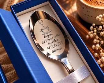 Personalised Engraved Stainless Steel Tea Spoon, Custom Engraved for Him or Her