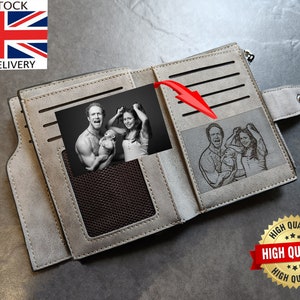 Carteira com foto personalizada, bolsa curta feminina personalizada, carteira para mulher, unissex, zíper, carteira de couro vegano gravada, presente de Natal