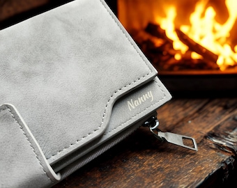 UK Personalised Womans Wallet - Name - Text - Initials – Long Clutch Purse