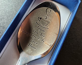 Personalised Engraved Coffee Spoon/Crown/Wedding Rings/Heart/Nutella/Ice Cream/Football/Cereal Killer/Moon & Stars/Love Style/Custom Tea