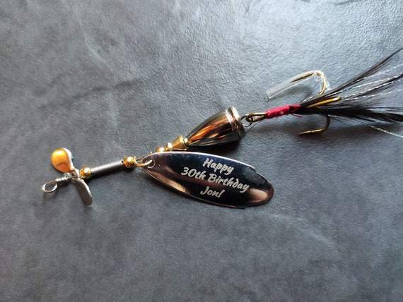 Personalised Laser Engraved Custom Text Fishing Spoon Spinner Lure Metal Fishing  Bait 