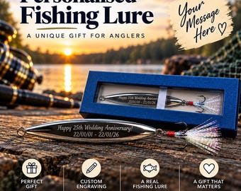 Personalised Real Fishing Lure, Custom Engraved Gift with Your Own Message