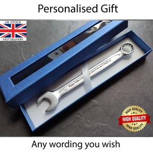 Personalised Engraved Combination Steel Spanner Key - Unique Birthday, Anniversary, Retirement, Wedding, Graduation, Valentines Gift Idea