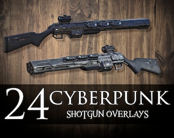 24 Cyberpunk Shotgun Overlays | Model | Overlays | Fantasy