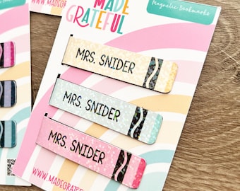 Personalized Teacher Magnetic Bookmarks Custom Teacher School Planner Markers Teacher Appreciation Gift