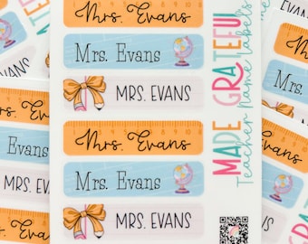 Personalized Teacher Name Labels | Custom Classroom Stickers for School Supplies & Decor | Coquette Teacher Gift | Teacher Appreciation