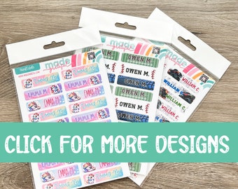 Custom Name Stickers for Kids | Personalized Waterproof Labels | Fun & Colorful Designs for School Supplies | Unicorn Sport Space Gamer