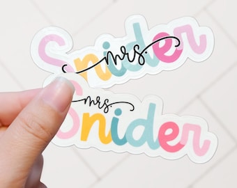 Personalized Teacher Name Sticker | Custom Waterproof Die-Cut Sticker | Teacher Gift | Laptop, Water Bottle, Notebook Sticker