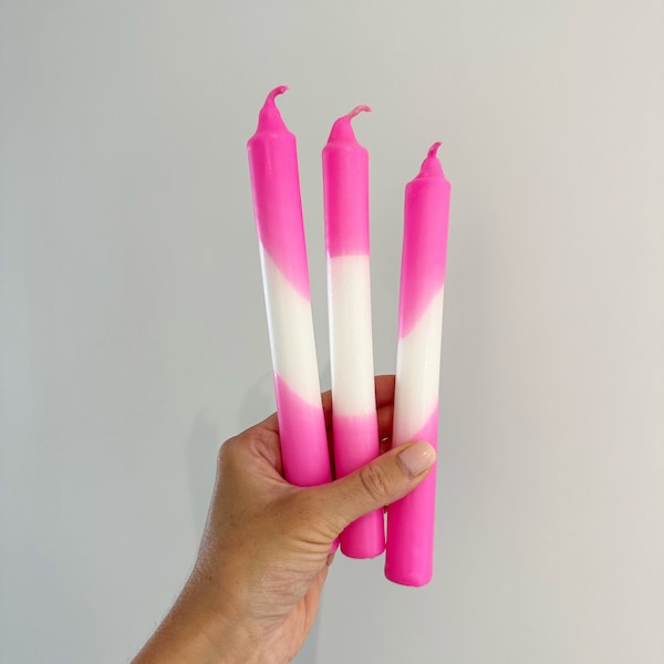 Pink Dip Dye Kerzen - 3er Pack