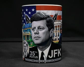 JFK John Fitzgerald Kennedy  Photo Art Mug 15oz