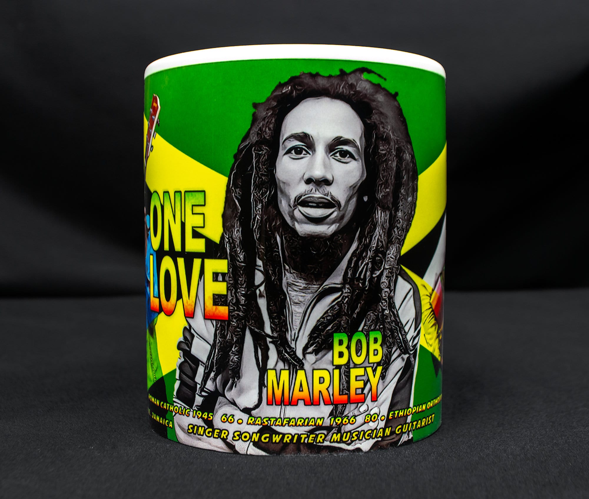 Mug Bob Marley Rasta Reggae - Peinture Guitariste - 325 Ml - Neuf Avec Boîte