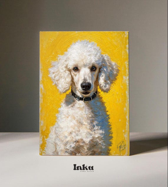 Poodle Portrait, Dog Oil Painting on Canvas, Poodle Wall Art