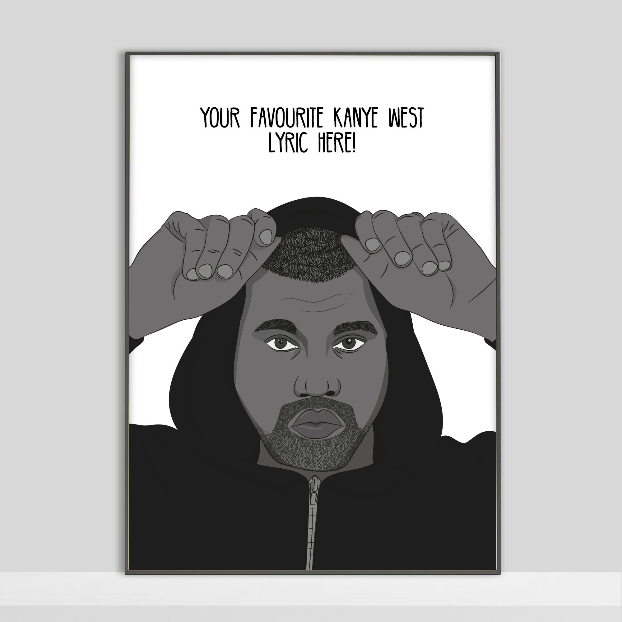 Kanye West Black & Whitea4 or A5 Personalised Favourite Lyric Print -   UK