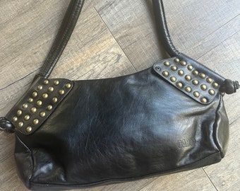 Vintage Y2K CAB55 black shoulder bag with gold stud detail