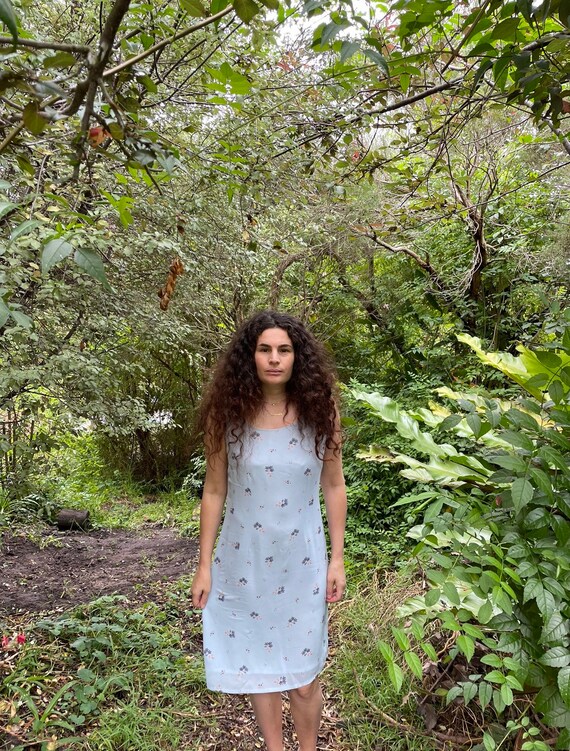 Vintage 90s / Baby Blue Floral Dress 