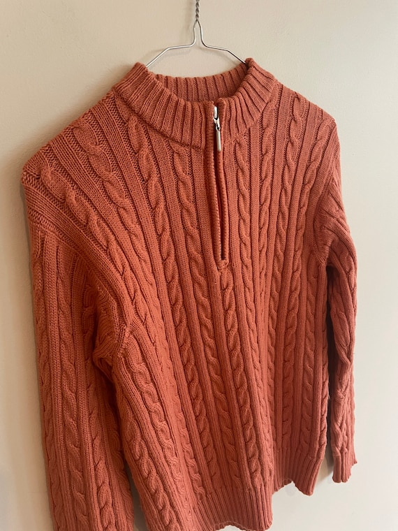 Vintage Australian cable knit apricot wool jumper / m… Gem