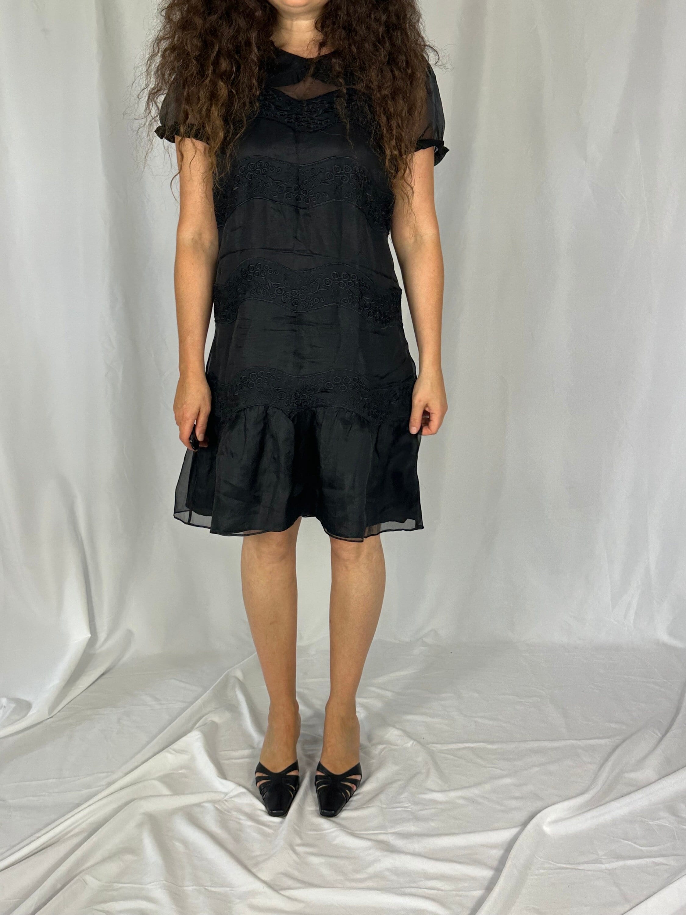 Vintage 1990's Alannah Hill Black Silk Embroidered Dress / Size 14 - Etsy