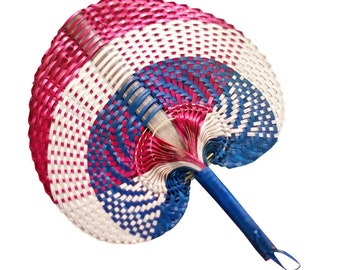 Hand-held Fan, Hand Fan, Woven Straw Hand Fan, Boho Accessory, Beach Fan, Handmade Fan, Colourful Fan, Fashion Accessory, Wall Art, Handmade