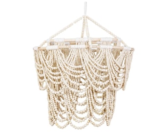 Natural Wooden Beaded Chandelier