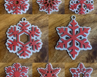 Sneeuwvlok Ornament voor kerstboom witte en rode sneeuwvlok set van 8