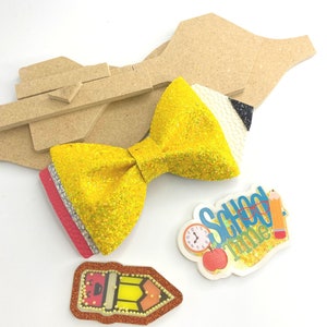 Hair Bow Tracing Template Set of Three Templates Of Pencil For Back To School for Easy Hair Bow Making