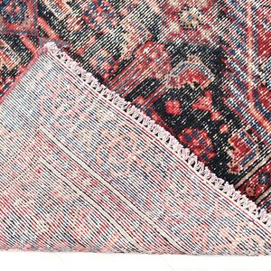 4x9 Red Black Blue Vintage Area Rug, Oriental Turkish Anatolian Rug, Handwoven Organic Wool Floral Living Room or Dining Room Rug SHR2054 image 9